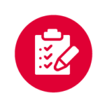 A checklist icon symbolizing completion or achievement for the oral and written placement test at YMCA Language School, Une icône de liste de contrôle symbolisant l'achèvement ou la réussite du test de classement oral et écrit à l'école de langues YMCA.